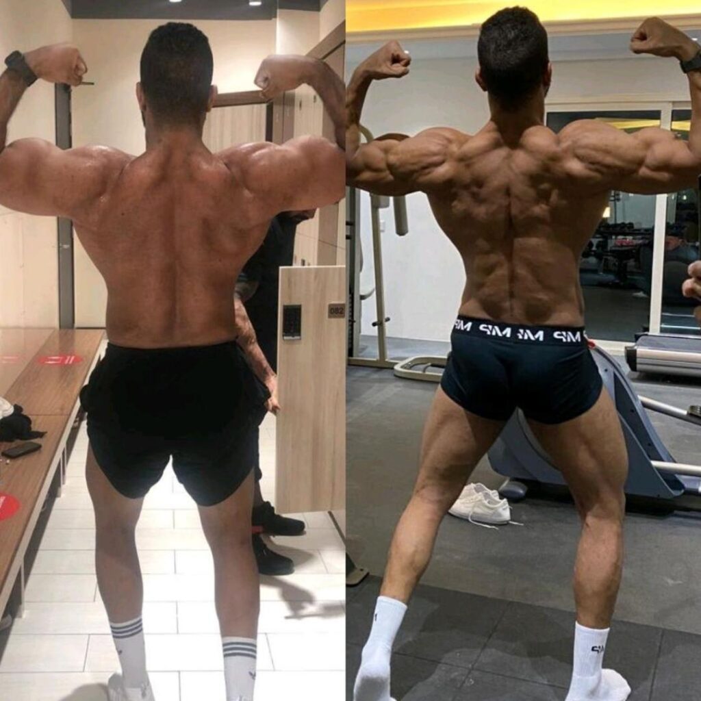 Client back muscle transformation - Dubai personal trainer