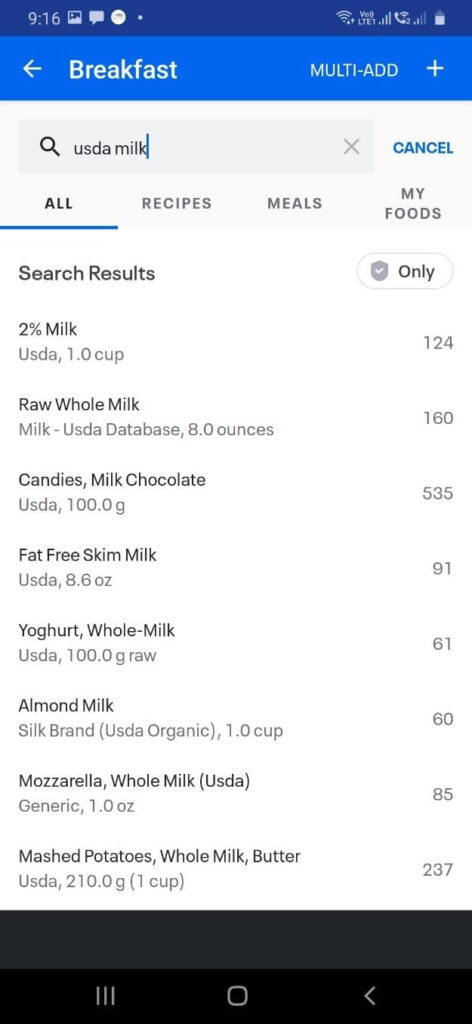 MyFitnessPal Breakfast Search Food - How to Track Macros using MyFitnessPal by Best Personal Trainer of Dubai UAE